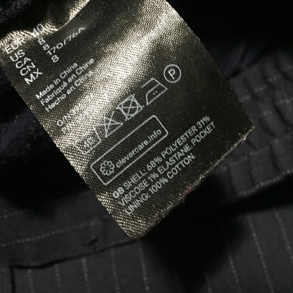 H&M Logg Pinstripe Drawstring Pants Women’s 8 Navy Blue Stretch (Inseam 25) - Picture 8 of 9